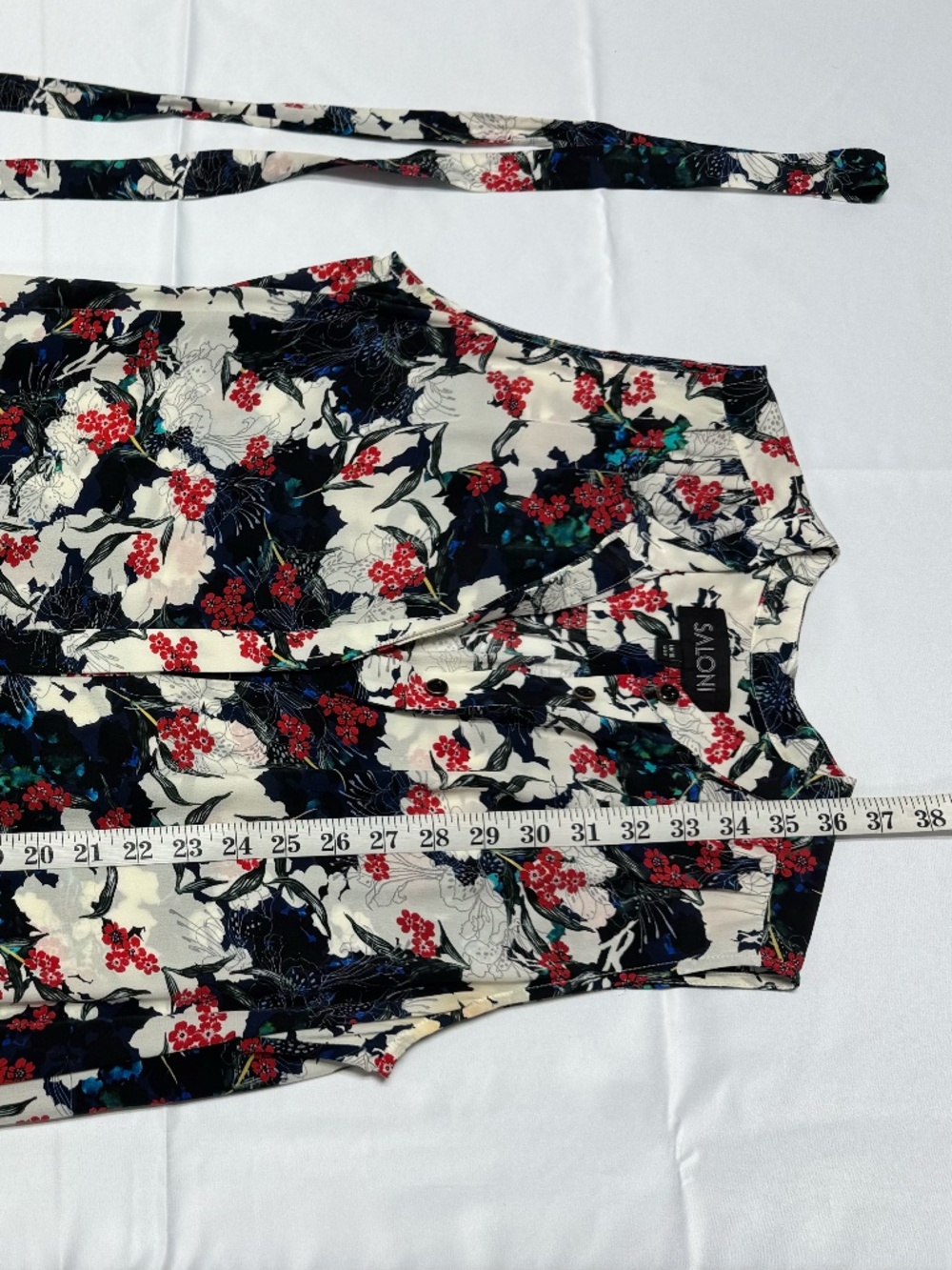 Saloni Abstract Floral Sleeveless Button Down Mandarin Collar Midi Dress-Size 6. - Picture 7 of 13